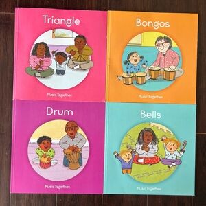 Music Together Books Lot Of 4 (Drums, Bongos, Triangle, Bells) Softcover